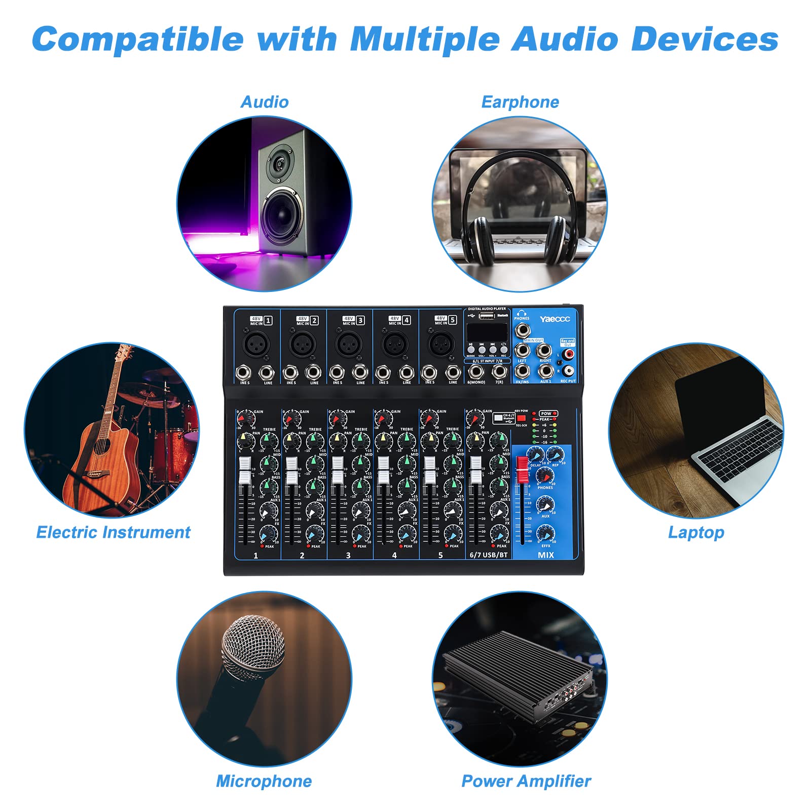 Amazon.com: YaeCC 7 Channel bluetooth Live Studio Stereo Audio